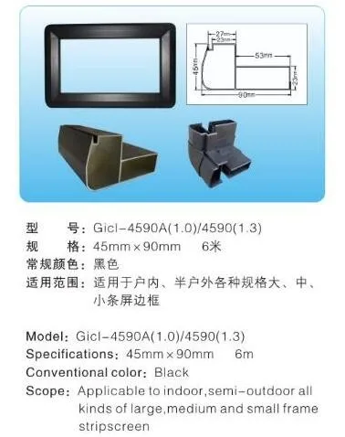 

famous top quality 1m/pc 6pcs/lot Gicl 4590A2(1.0) led aluminum profiles led frame black Framework for led sign board screen