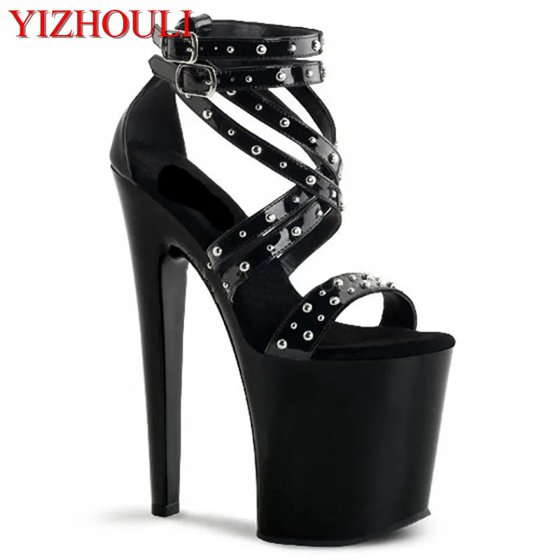 20cm Sexy black transparent material bride wedding shoes, shoe clubs appeal, non-mainstream women's Dance Shoes