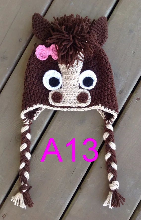 free shipping 10pcs/lot Crochet Horse Hat Pony Newborn Photo Prop Baby Farm Animal 100% cotton NB-6years | Детская одежда и обувь