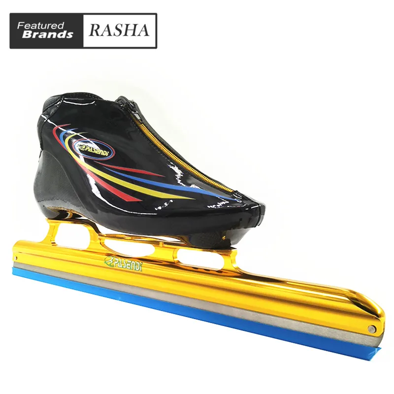 Обувь для скоростного конька PASENDI длинные коньки с шайбой черные и белые