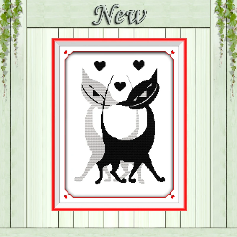 Черно-белая картина с изображением влюбленных кошек расчетная Картина на холсте