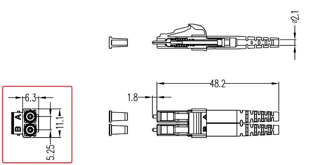 1000pcs LC MINI duplex fiber connector KITS SM MM OM3 blue Gray Aqua 2.0mm ftth LC SX SM connector Accessory Parts factory ELINk