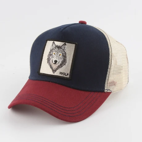 navy red wolf Новая бейсбольная Кепка с вышивкой волка, мужская и женская бейсболка в стиле хип-хоп, летняя кепка с дышащей сеткой - Цвет: navy red wolf