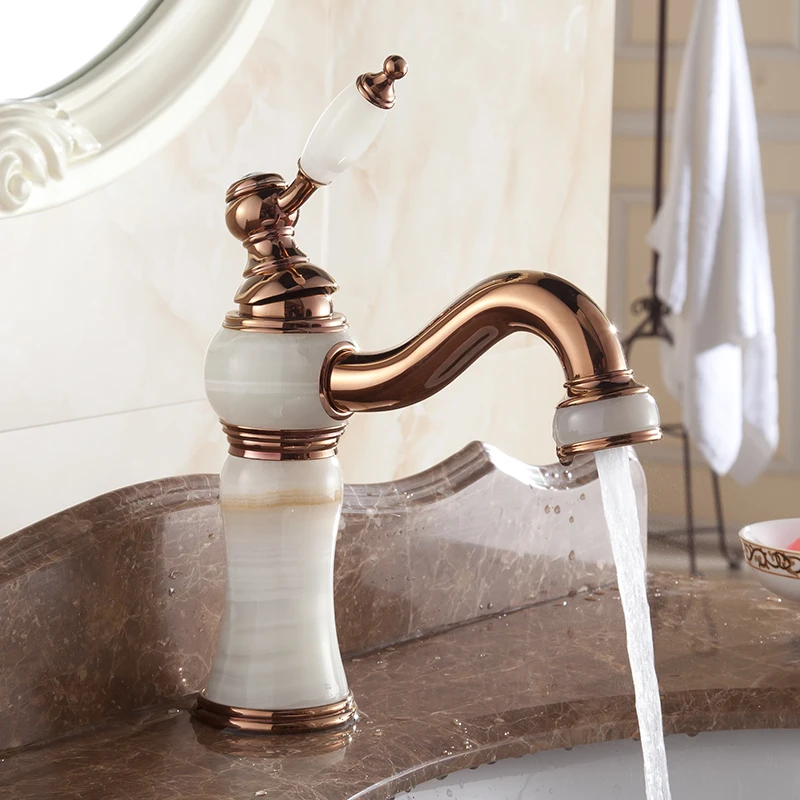 Европейский Стиль Мрамор твердой латуни бассейна кран Роскошные нефрита цвета