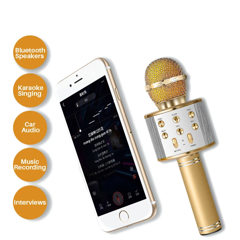 Профессиональный ручной беспроводной Bluetooth микрофон караоке мини домашний KTV