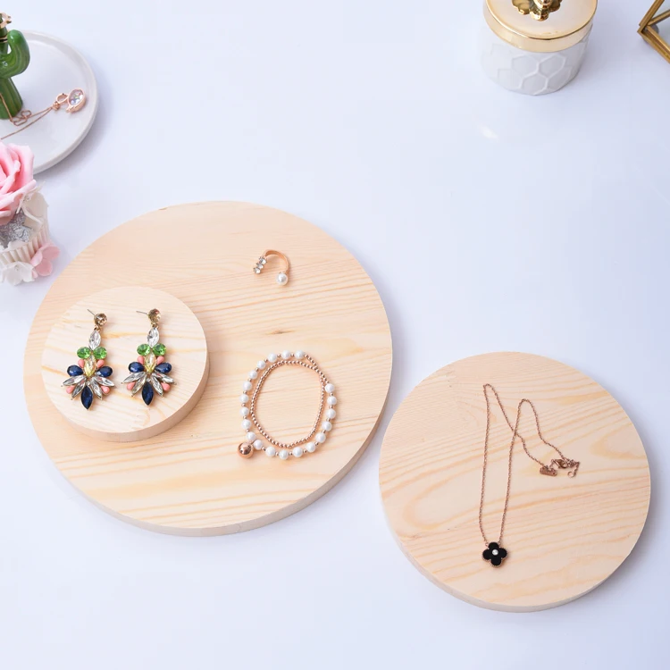 Новые модные круглые деревянные витринные блоки для ювелирных изделий держатель