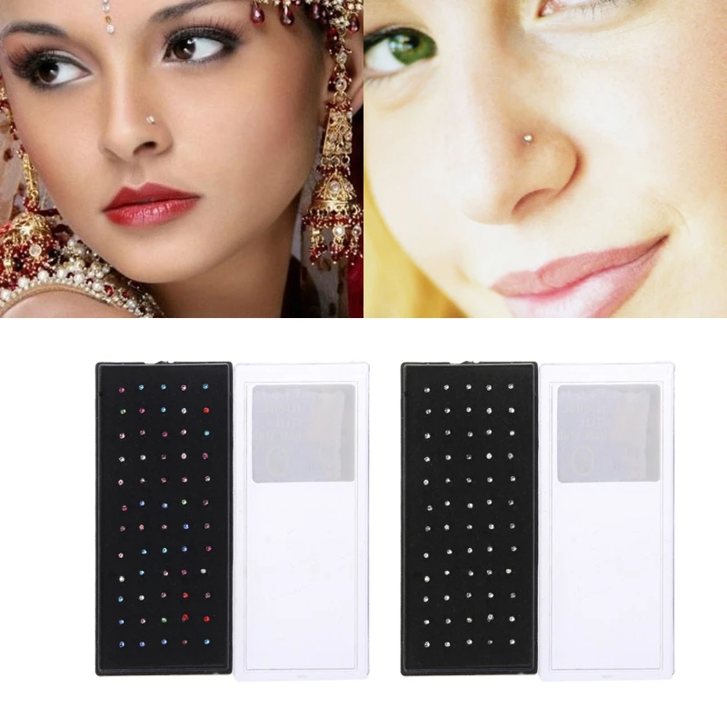 60 шт./компл. стразы из нержавеющей стали ювелирные изделия для пирсинга носа |