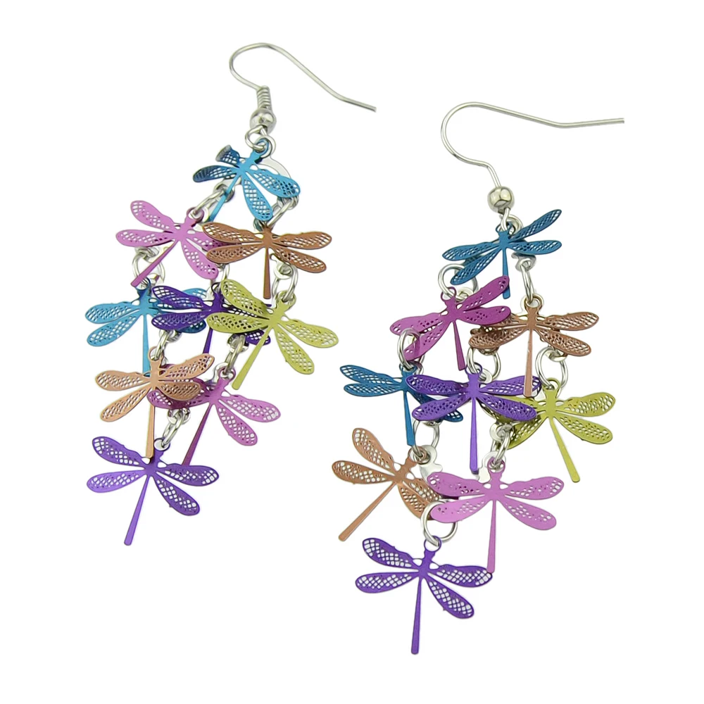 Boho Стиль симпатичные партии Серьги синий и Красочные стрекоза чешского