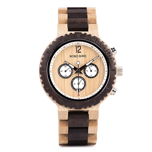 R08-1 Wood Band Бобо птица деревянные часы для мужчин Relogio Masculino роскошные стильные часы Хронограф военные кварцевые часы отличный подарок для мужчин - Цвет: R08-1 Wood Band