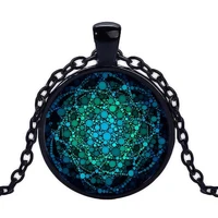 flower life necklace om yoga chakra pendant mandala geometry sacred crystal dome fashion necklace women jewelry