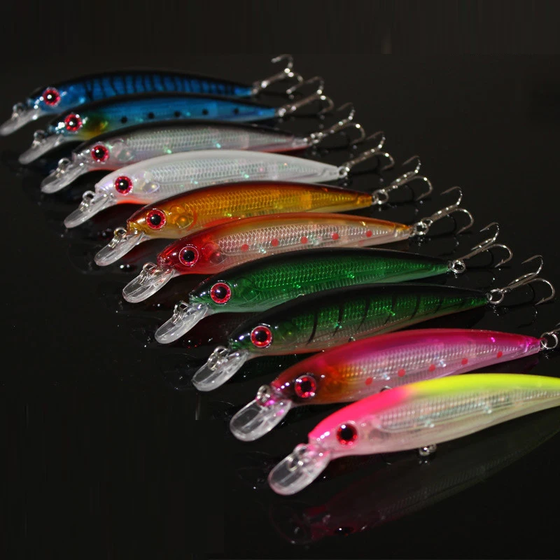 

New 10 pies Minnow 11cmm 13.5g Fishing Lures 2M Dive Artificial Bait Plastic Hard Fishing Bait