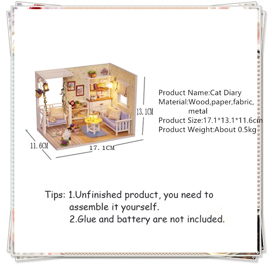 WINCO DIY Doll House Furniture Miniature Dust Cover 3D Wooden Miniaturas Dollhouse Hand Assemble Toys for Children Birthday Gift | Игрушки и