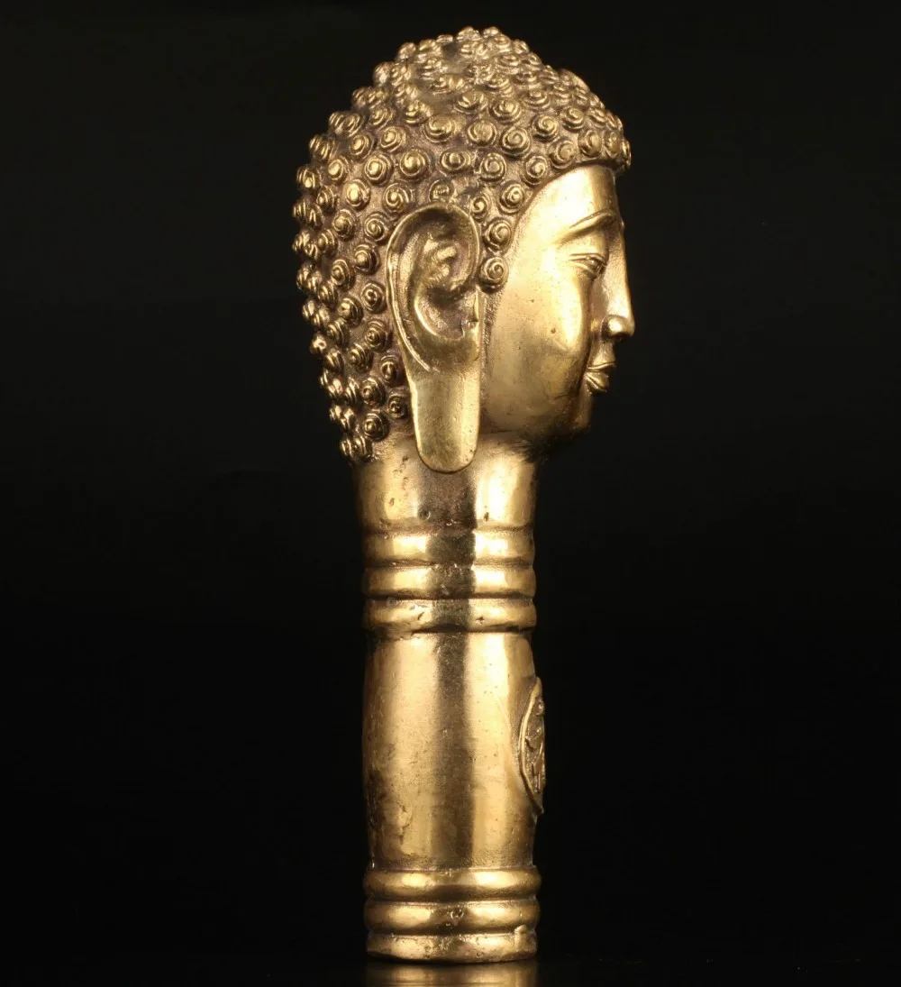 Коллекционный старинный стиль ручной работы медный статуя Будды рукоятка для