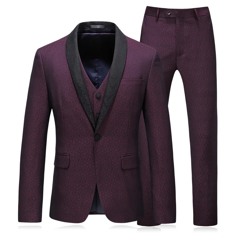 Плюс размер 5xl 3 шт костюмы для мужчин slim fit бренд мужской винно-красный свадебный костюм свадебный смокинг