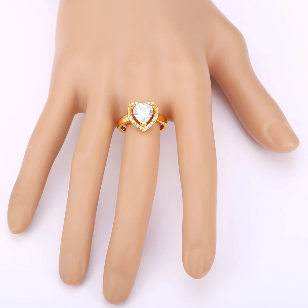 U7 Золотой /Серебряный Цвет Сердце Цирконий Серьги Кольцо Ожерелье Ювелирные