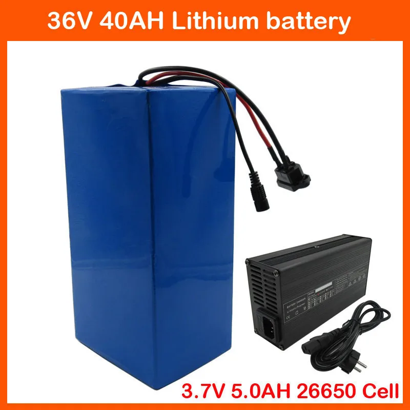 

1000W 36V 40AH Lithium ion 26650 Battery Pack 1500W 36V 10S 25AH 30AH 50AH Ebike E Bicycle Batterie With 50A BMS 42V 5A charger