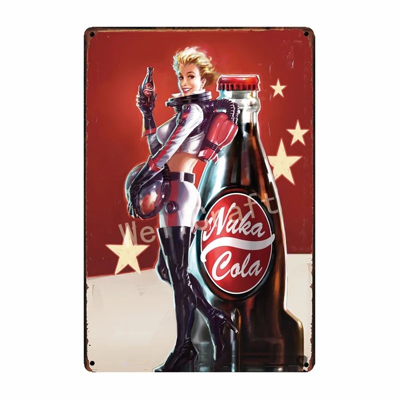 [WellCraft] Fallout 3 4 игры NUKE COLA металлические знаки настенный плакат Декор для дома комнаты школы железная живопись FG-233