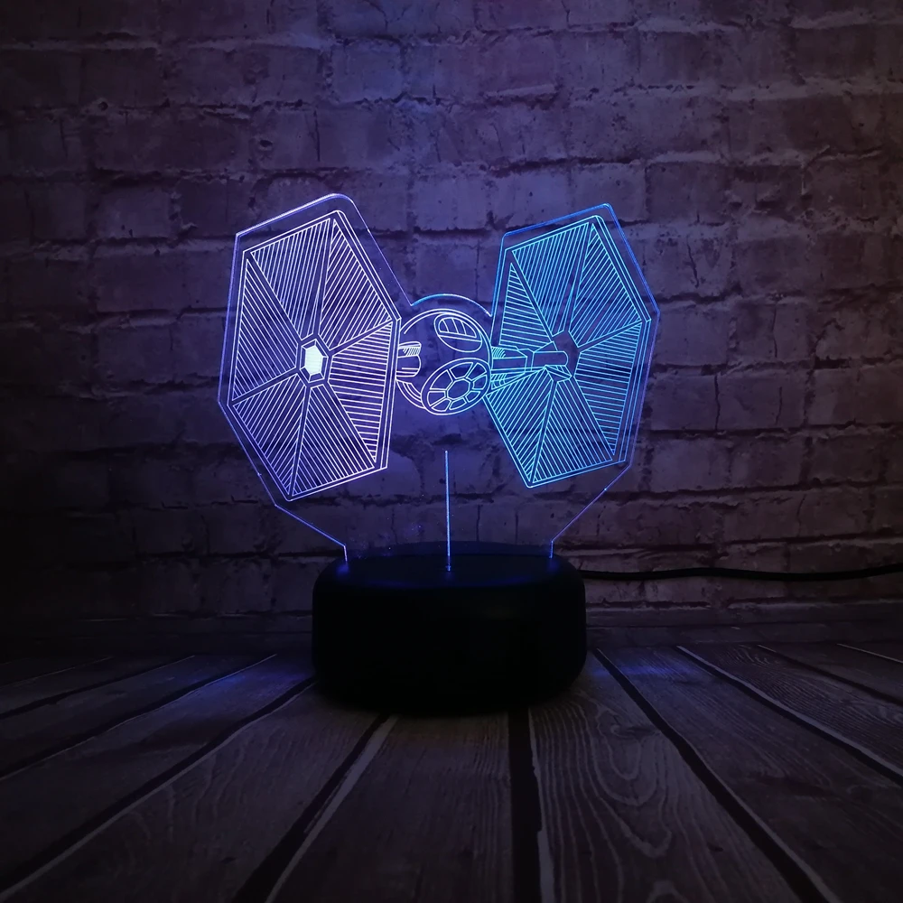 Новый 3D лампа с принтами на тему Звездных войн истребитель Tie смешанные Цвет