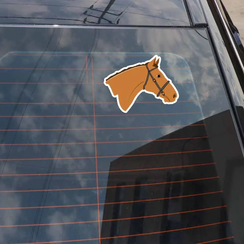 

YJZT 14CM*10.4CM Interesting Animal Horse Head PVC Car Sticker Decals Graphical 5-0755
