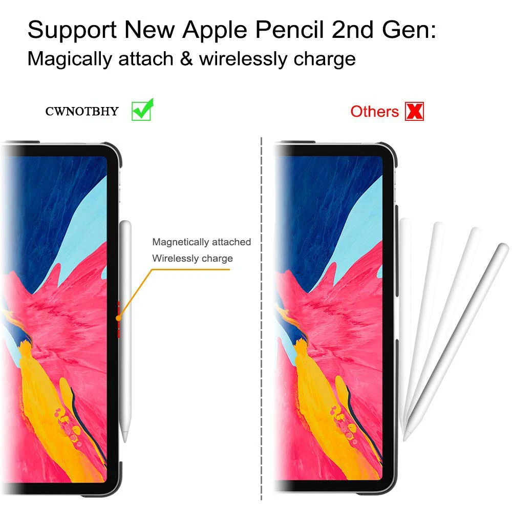 Чехол для клавиатуры для iPad Pro 11 a1980a2013, поддержка Apple Pencil беспроводной зарядки, магнитно Съемная bluetooth-клавиатура