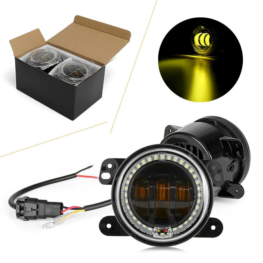 Светодиодный проектор противотуманные фары дальнего света + Белый DRL для Jeep Wrangler