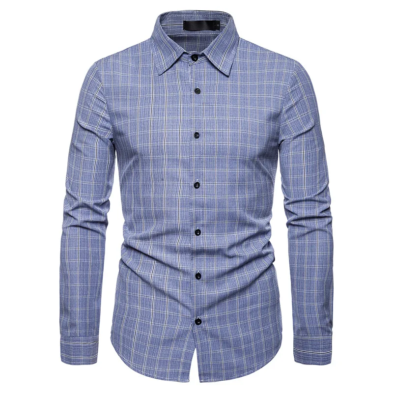 Мужская рубашка MarKyi из хлопка в клетку с длинным рукавом 2019 года, размер EU, кэжуал стиль, роскошный бренд.