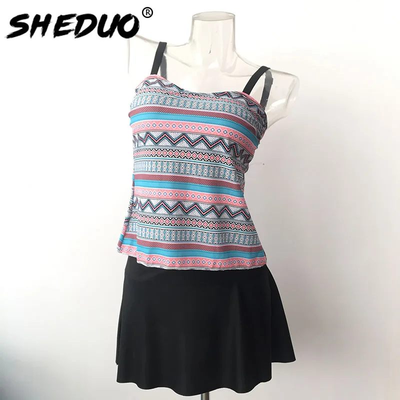 купальник женский Плюс Размеры танкини юбка Купальники для малышек принт ванный