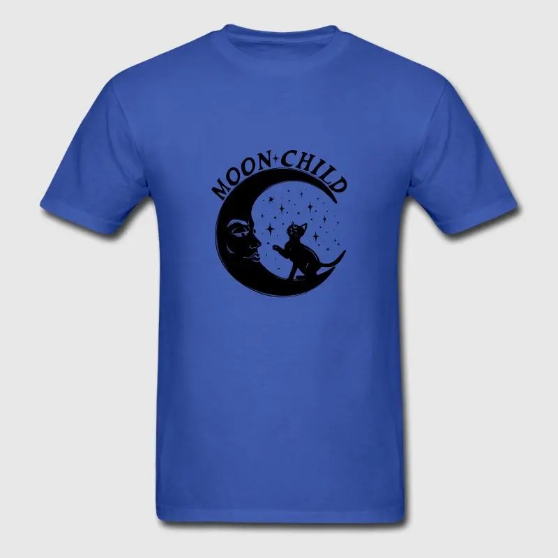 Модные Для мужчин футболка 100% хлопок Moon Child для Йог мужской Weird Camisetas Hombre известные