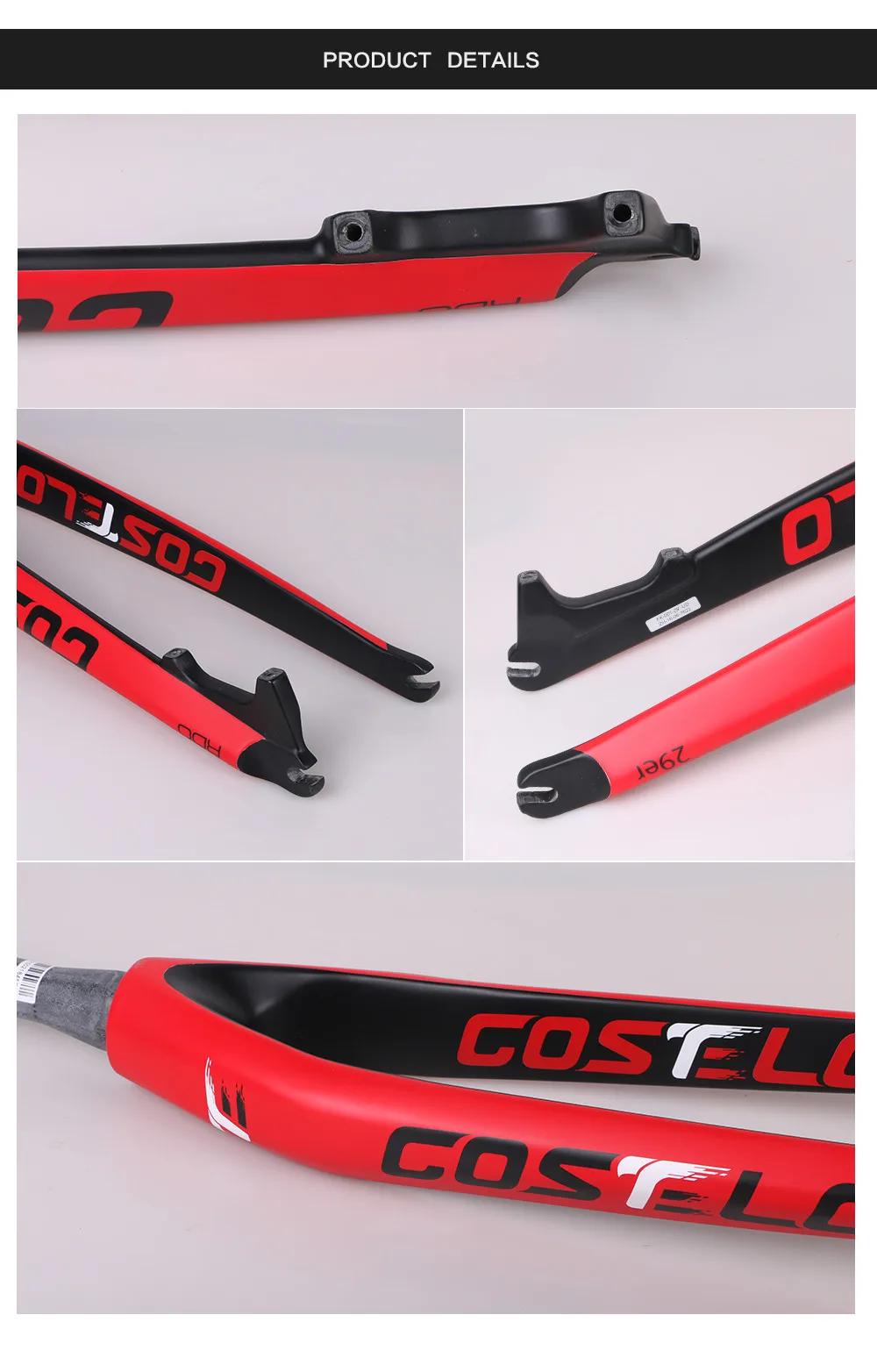 Costelo углеродная вилка mtb 26/27,5/29er 650B для горных велосипедов жесткая вилка для велосипедных частей велосипеда передняя дисковая вилка rock shox