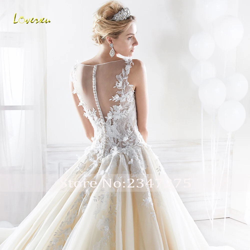 Свадебное платье принцессы Loverxu Vestido De Noiva роскошное кружевное трапециевидной
