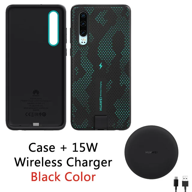 Huawei P30, беспроводной зарядный чехол, официальный huawei CNR216, UVT Qi, 10 Вт, Магнитная задняя крышка, поддерживает автомобильное крепление, ELE-L09/L29 - Цвет: Blue Case Bundle