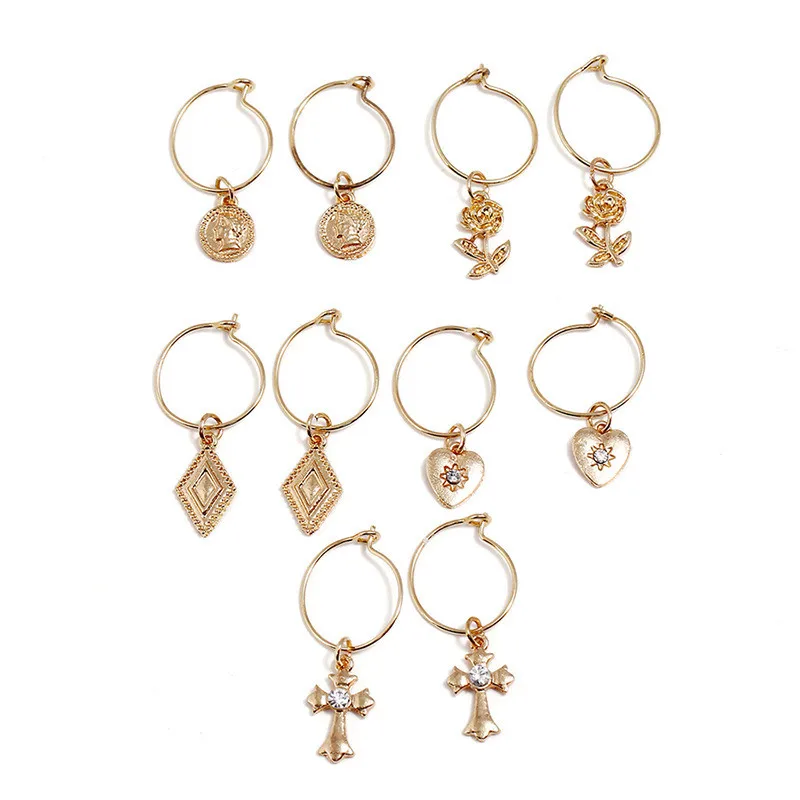 Модные серьги-подвески в виде креста с розами для влюбленных 5 пар простые