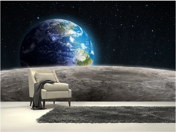 Custom landscape wallpaper,Rising Earth from the Moon,3D photo for living room bedroom ceiling restaurant wall papel de parede