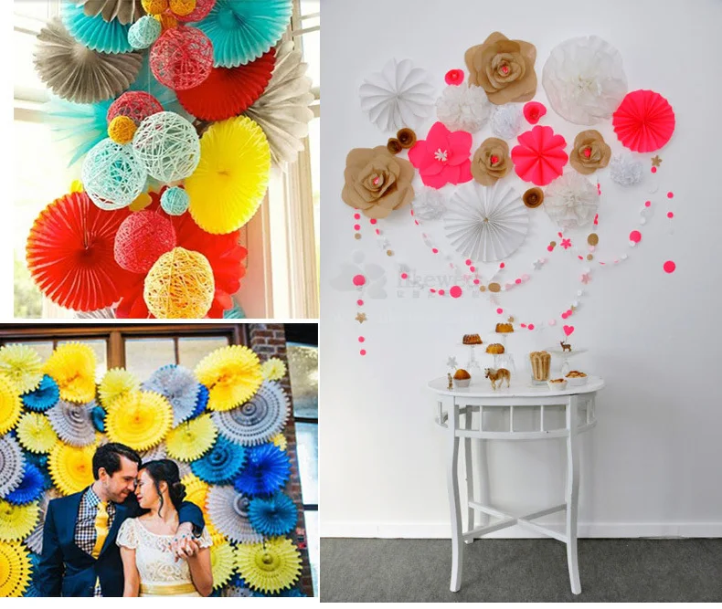 Free shipping! 10pcs/lot 25cm Colorful Snow Paper Fan Decoration wedding birthday and party decration | Дом и сад