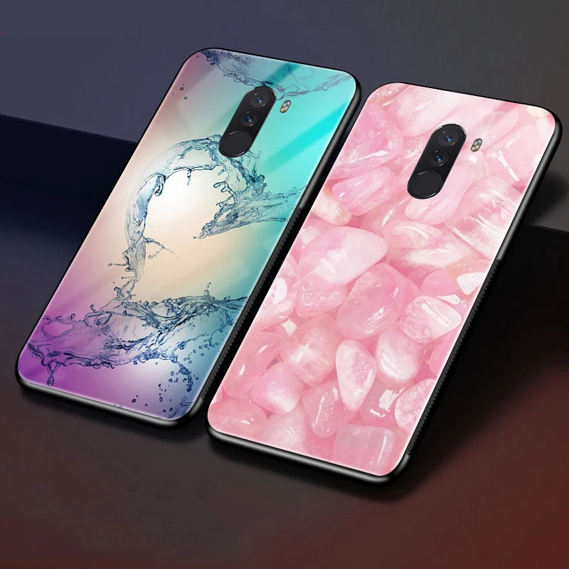 Для Xiaomi Pocophone F1 чехол для Poco Чехол из закаленного стекла телефона глобальная