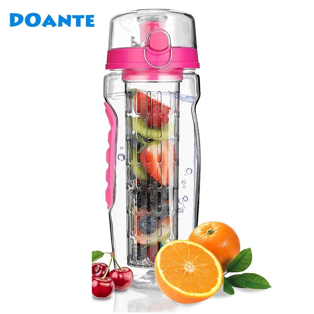 Pink DOANTE бренд 32 унции 900 мл BPA бесплатно фруктовый заварочный сок шейкер Спортивная бутылка для лимонной воды Тур Туризм Портативный скалолазание лагерь бутылки - Цвет: Pink
