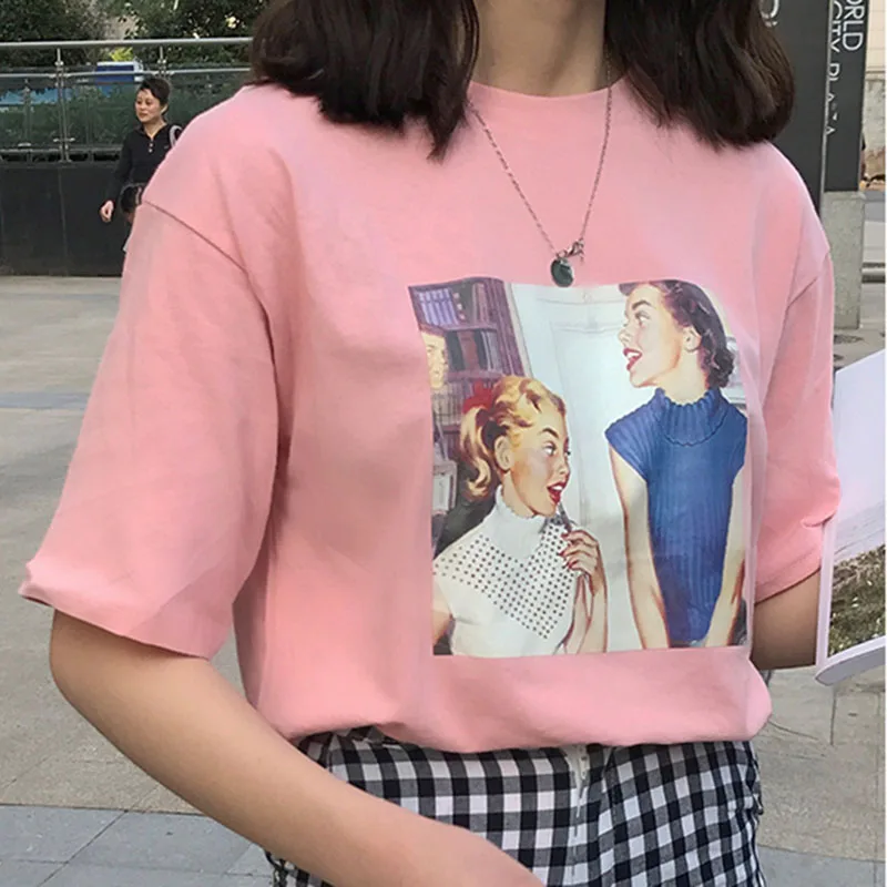 Harajuku Графические футболки для женщин Kawaii летние топы Футболка Tumblr корейский Ulzzang