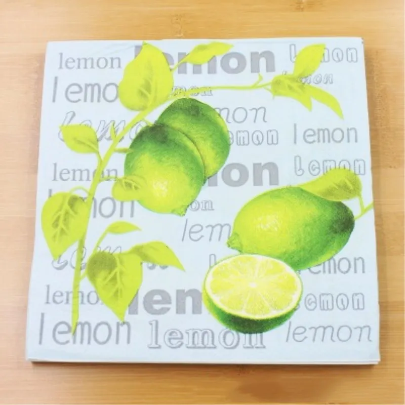 lemon 20 шт./партия, бумажные салфетки из серебряной фольги для напитков Yay праздничные и вечерние салфетки для декупажа 33 см* 33 см - Цвет: lemon