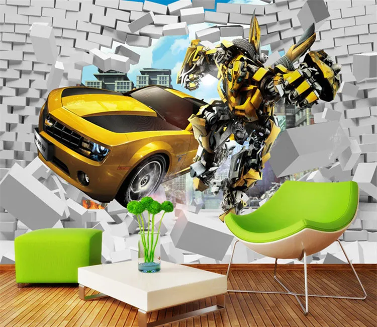 3d креативный автомобиль в стиле ретро сломанные настенные бумажные трансформеры
