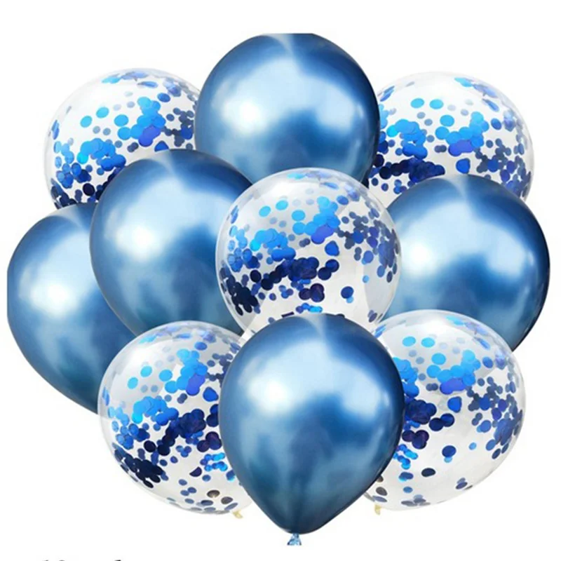 blue confetti С Днем Рождения украшения 10 шт металлические шары первый день рождения мальчик девочка Мой один год День рождения принадлежности для детей и взрослых - Цвет: blue confetti