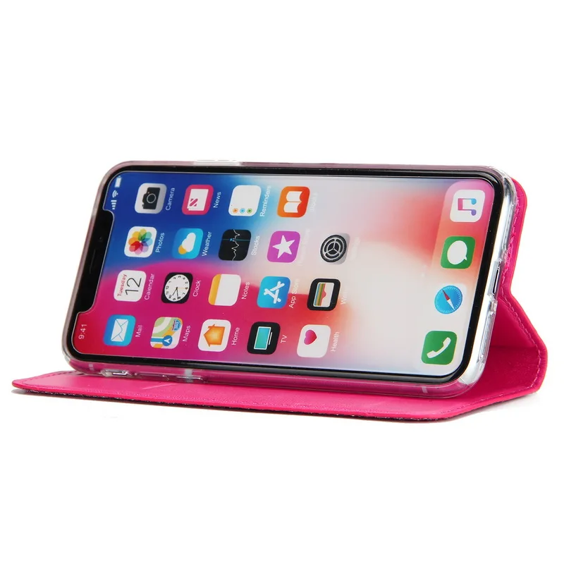 Магнитный Блестящий флип-кошелек, чехол для телефона для iPhone X, 7, 7 Plus, 8, 8 Plus, 6, 6 plus, 6 S, s Plus, кожаный держатель для карт, полный Чехол