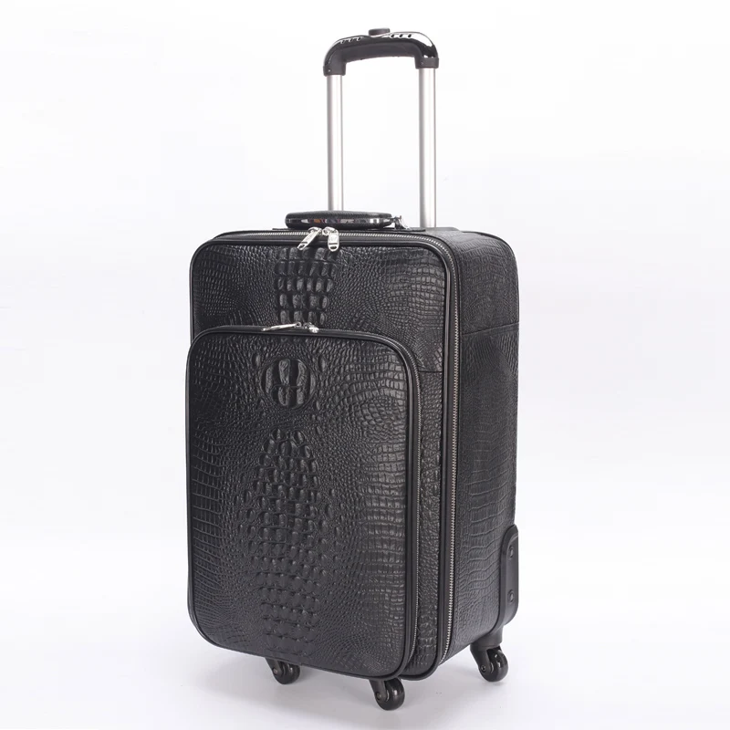 Мужской настоящий кожаный Спиннер чемодан с крокодиловым узором TSA замок на