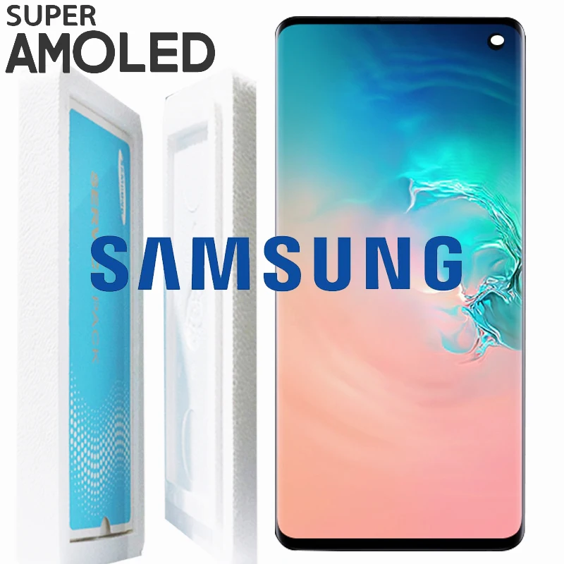 Новый оригинальный ЖК дисплей с рамкой для SAMSUNG Galaxy S10 G9730 + Plus G9750 сенсорный экран