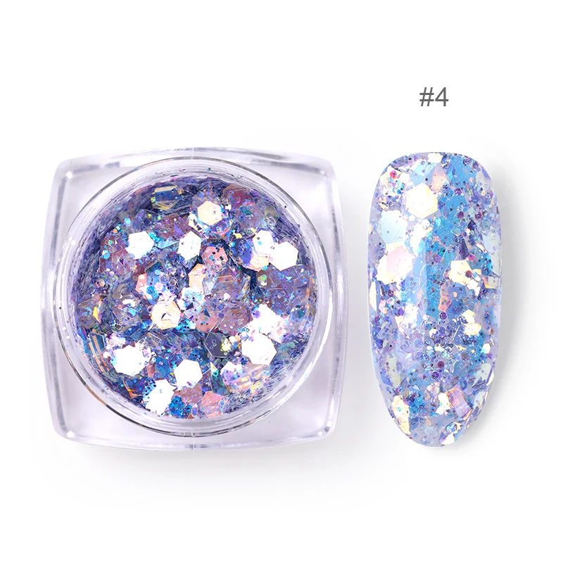 4 BORN PRETTY 1 г/кор. Блестки для ногтей смешанные цвета неровные хлопья сверкающие пайетки 3D дизайн украшения для ногтей - Цвет: 4