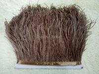 10yardslotcoffee ostrich feather trimming fringe on satin header 5 6inch in width for wedding dressostrich feather