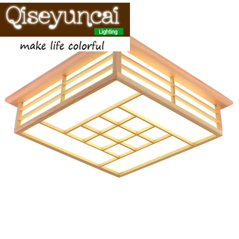 

Qiseyuncai Solid wooden LED ceiling lamps sheepskin wooden ceiling lamps and Japanese tatami restaurant lighting
