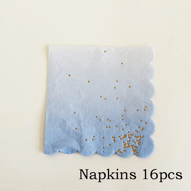 Napkins 16pcs Вечерние тарелки с розовыми радужными золотыми точками, обеденные тарелки/чашки/соломинки/салфетки, тарелки для вечеринки, дня рождения, свадьбы, мероприятия, декоративная столовая посуда - Цвет: Napkins 16pcs