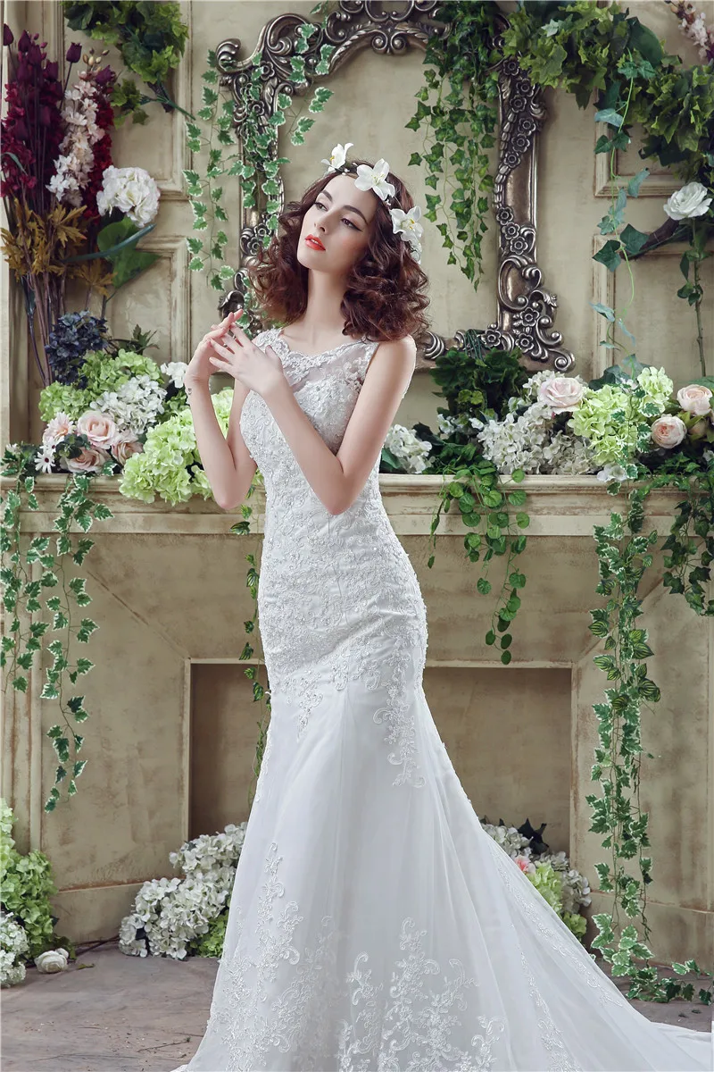 Кружевное платье Vestido De Noiva свадебные платья русалки Кепки рукавами из тюля с
