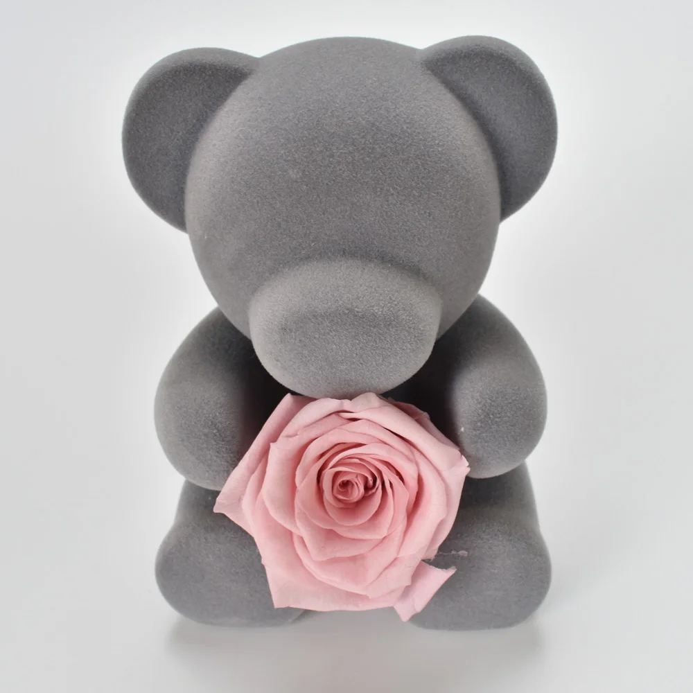 UBUY новый дизайн красивый медведь с сохраненными свежими цветами розы украшение