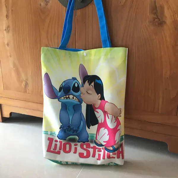 QC-065 Новое поступление настоящая женская Холщовая Сумка Lilo& stitch сумка Мультяшные хлопковые сумки через плечо аниме сумка эко животное складная хозяйственная - Цвет: QC-065